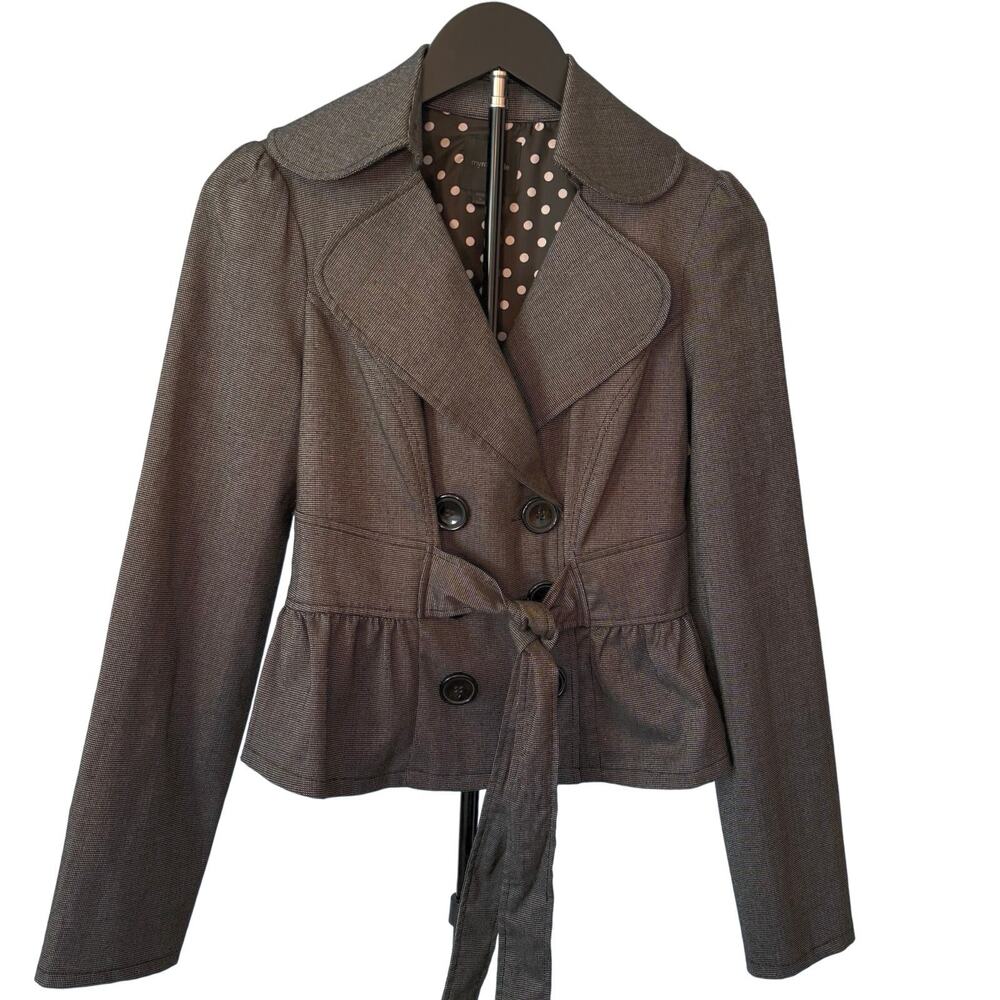 My Michelle Blazer - Gray - Double Breasted with Tie Waist - Sz Small - Workwear